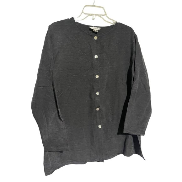 Cotton Connection Womens Black Button-Up Tunic Top 3/4 Sleeves Silk Blend Size S - Picture 4 of 6